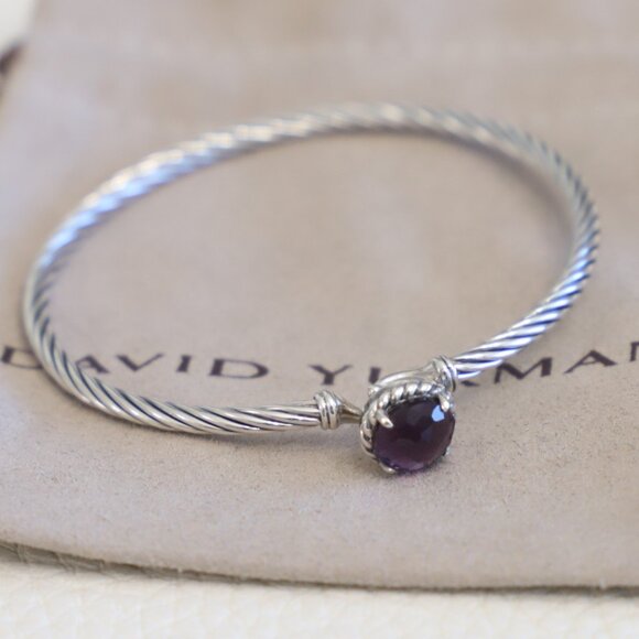 David Yurman Jewelry - David Yurman Sterling Silver 3mm Chatelaine Bracelet with Amethyst size Medium
